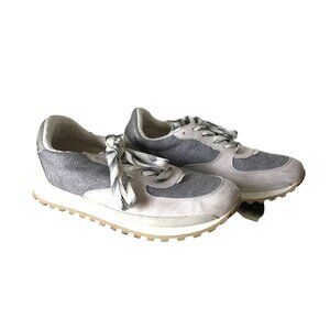 Vintage Gray & White Lace-Up Sneakers Size 9 Unisex